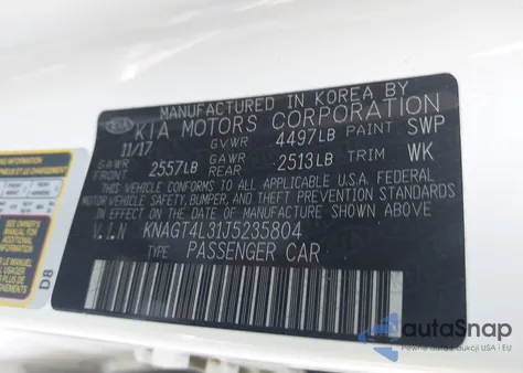 2018 Kia Optima Lx из США, поврежденный, VIN KNAGT4L31J5235804